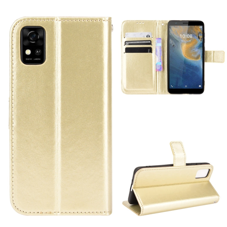 For ZTE Blade A31 Crazy Horse Texture Horizontal Flip Leather Case with Holder & Card Slots & Lanyard