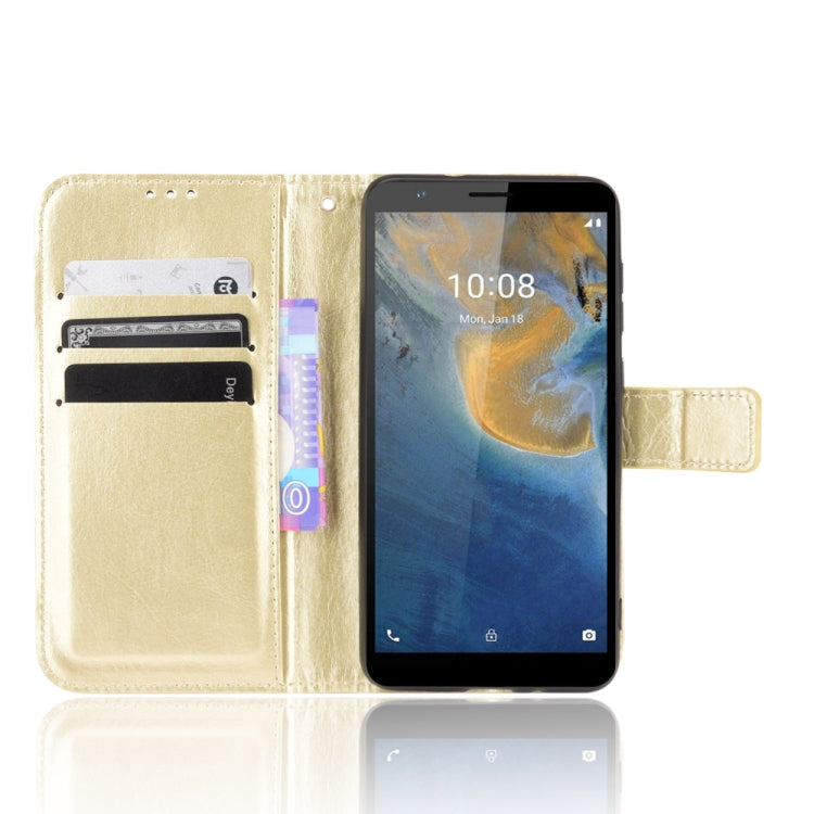For ZTE Blade A31 Crazy Horse Texture Horizontal Flip Leather Case with Holder & Card Slots & Lanyard