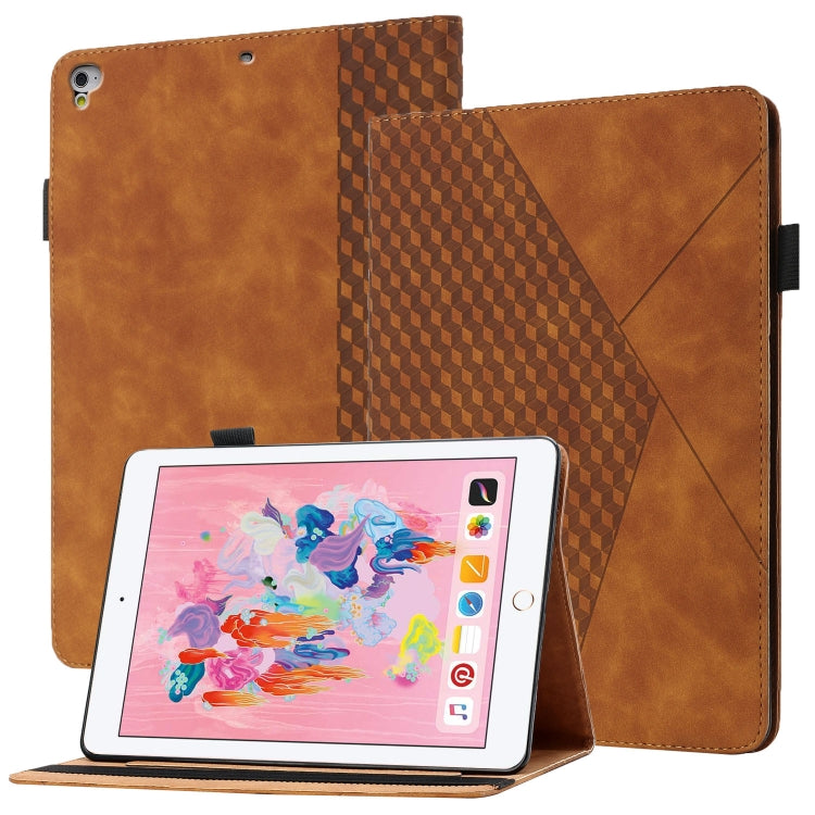 Rhombus Skin Feel Horizontal Flip Tablet Leather Case with Card Slots & Holder & Sleep / Wake-up Function For iPad 9.7 2018 / 2017