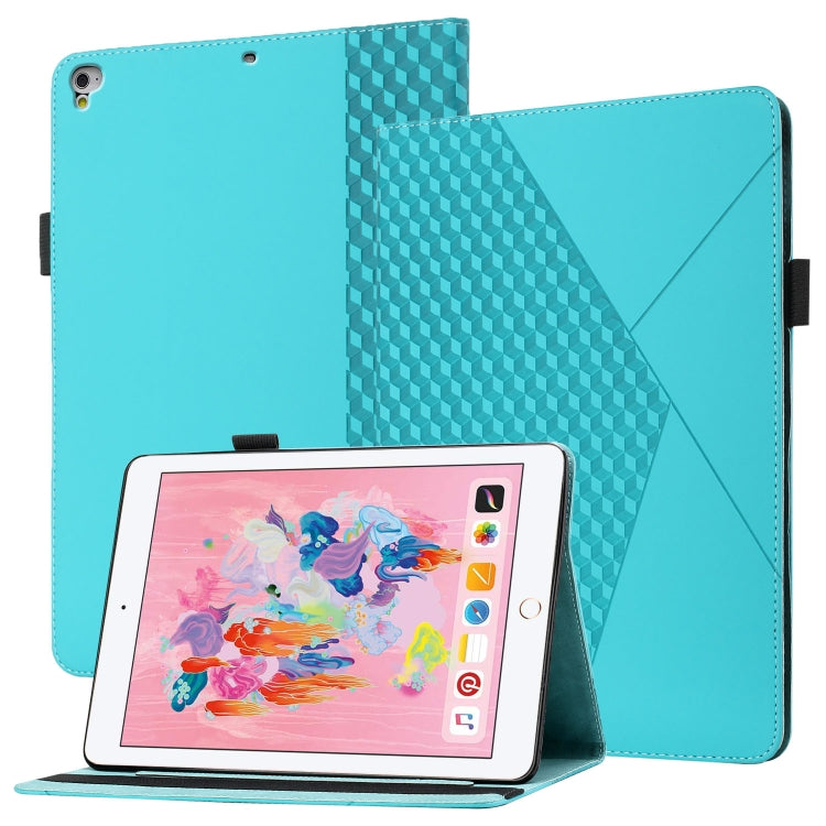 Rhombus Skin Feel Horizontal Flip Tablet Leather Case with Card Slots & Holder & Sleep / Wake-up Function For iPad 9.7 2018 / 2017