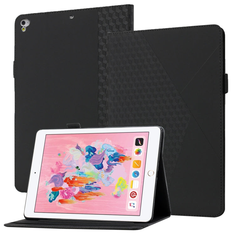 Rhombus Skin Feel Horizontal Flip Tablet Leather Case with Card Slots & Holder & Sleep / Wake-up Function For iPad 9.7 2018 / 2017