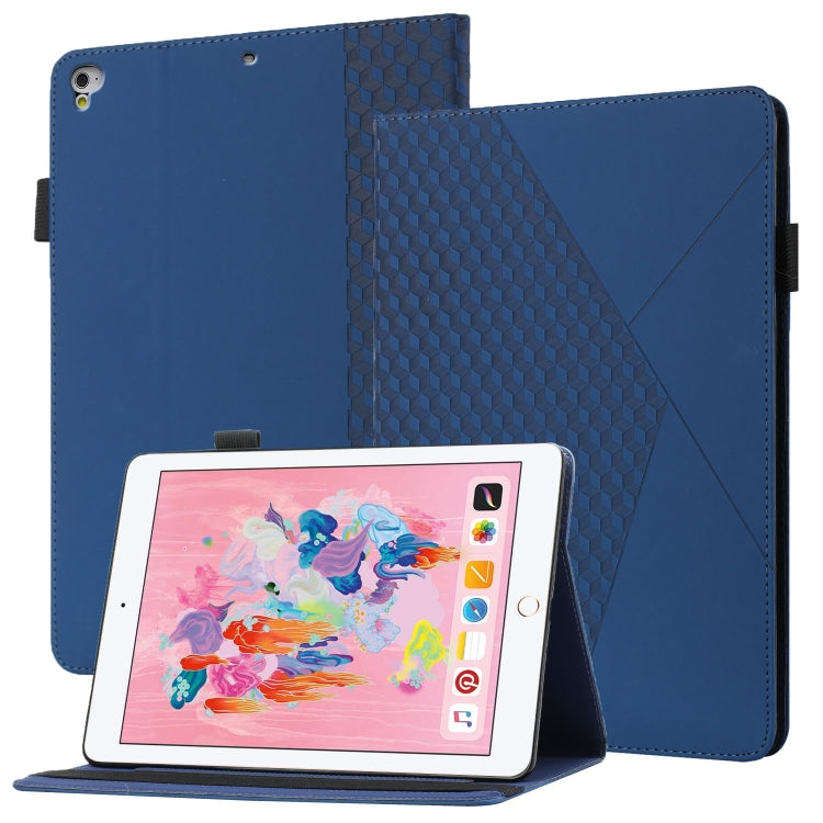 Rhombus Skin Feel Horizontal Flip Tablet Leather Case with Card Slots & Holder & Sleep / Wake-up Function For iPad 9.7 2018 / 2017