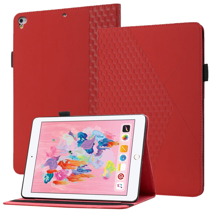 Rhombus Skin Feel Horizontal Flip Tablet Leather Case with Card Slots & Holder & Sleep / Wake-up Function For iPad 9.7 2018 / 2017