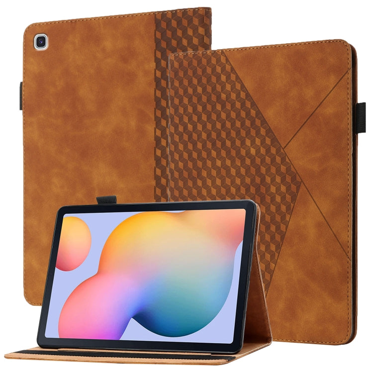 For Samsung Galaxy Tab S6 Lite SM-P610/T615 Rhombus Skin Feel Horizontal Flip Tablet Leather Case with Card Slots & Holder