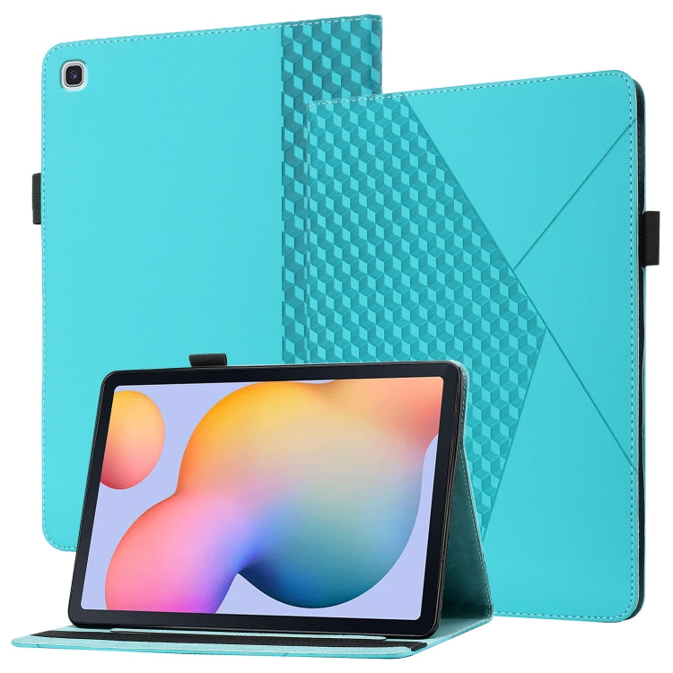 For Samsung Galaxy Tab S6 Lite SM-P610/T615 Rhombus Skin Feel Horizontal Flip Tablet Leather Case with Card Slots & Holder