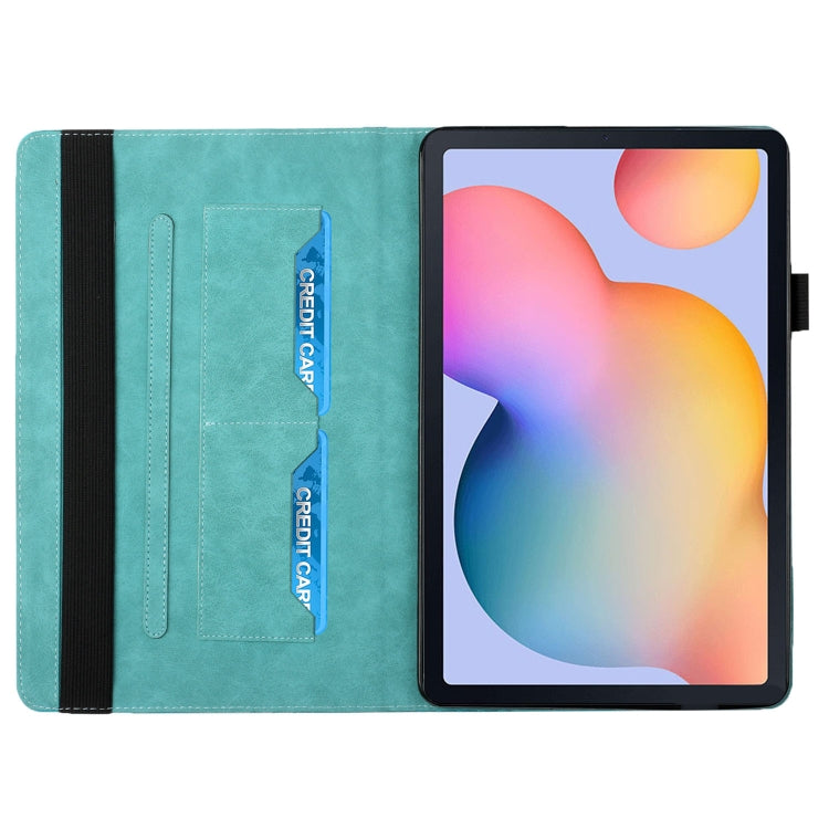 For Samsung Galaxy Tab S6 Lite SM-P610/T615 Rhombus Skin Feel Horizontal Flip Tablet Leather Case with Card Slots & Holder