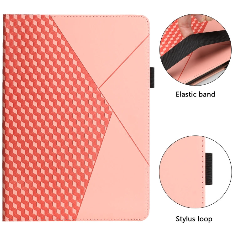 For Samsung Galaxy Tab S6 Lite SM-P610/T615 Rhombus Skin Feel Horizontal Flip Tablet Leather Case with Card Slots & Holder