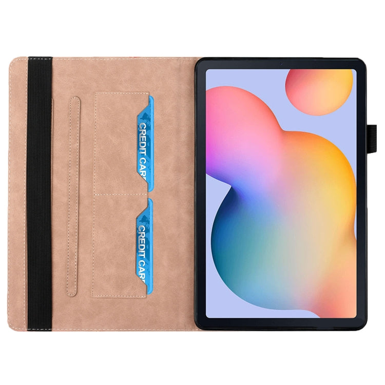 For Samsung Galaxy Tab S6 Lite SM-P610/T615 Rhombus Skin Feel Horizontal Flip Tablet Leather Case with Card Slots & Holder