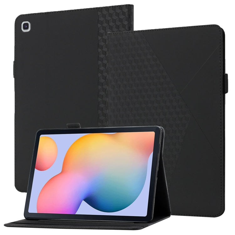 For Samsung Galaxy Tab S6 Lite SM-P610/T615 Rhombus Skin Feel Horizontal Flip Tablet Leather Case with Card Slots & Holder