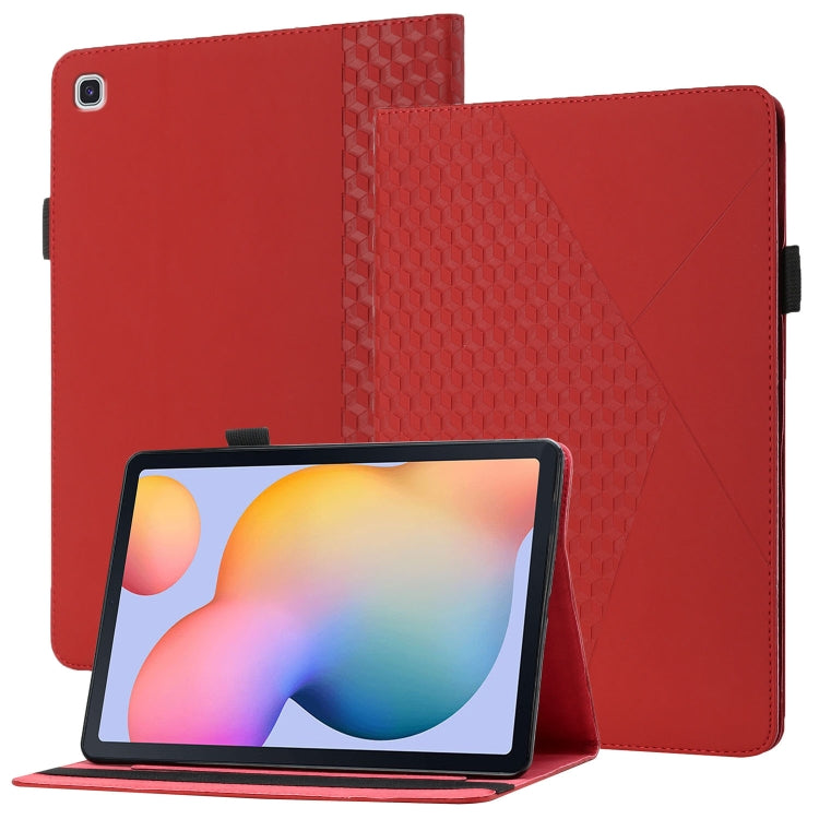 For Samsung Galaxy Tab S6 Lite SM-P610/T615 Rhombus Skin Feel Horizontal Flip Tablet Leather Case with Card Slots & Holder