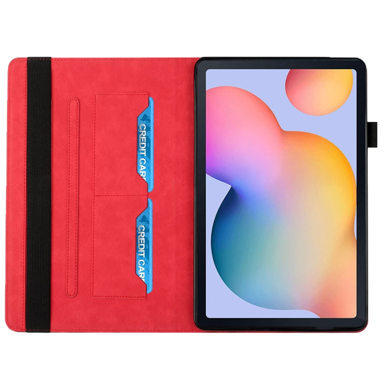 For Samsung Galaxy Tab S6 Lite SM-P610/T615 Rhombus Skin Feel Horizontal Flip Tablet Leather Case with Card Slots & Holder