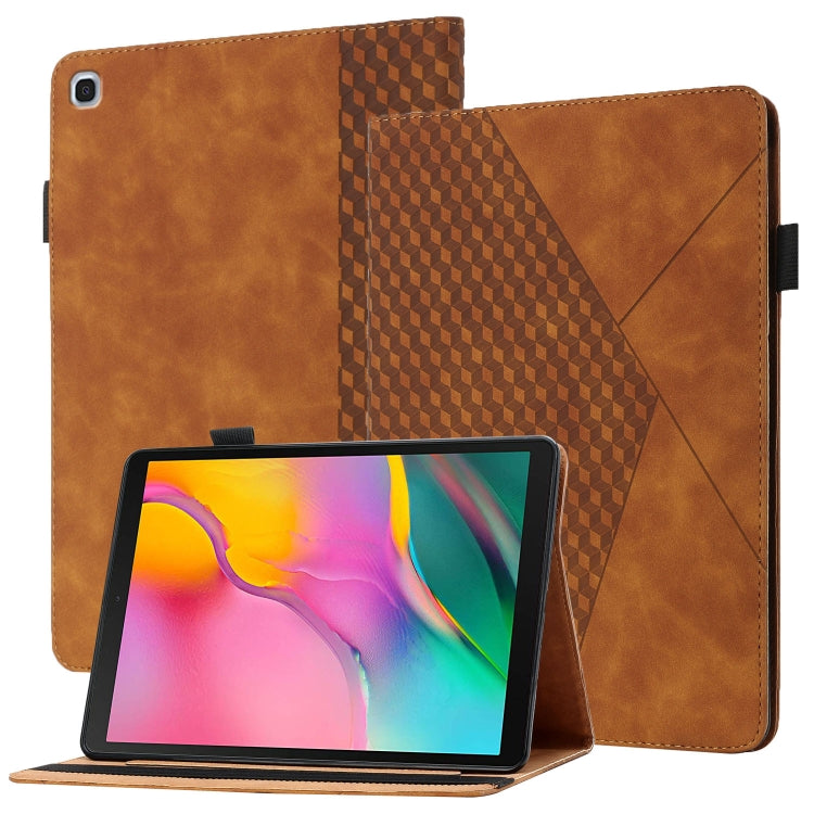 For Samsung Galaxy Tab A 10.1 2019 T510 Rhombus Skin Feel Horizontal Flip Tablet Leather Case with Card Slots & Holder