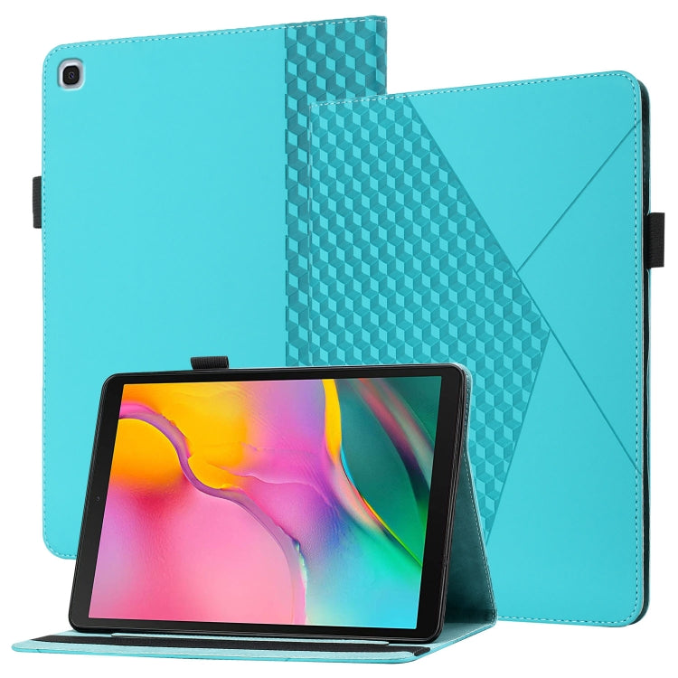 For Samsung Galaxy Tab A 10.1 2019 T510 Rhombus Skin Feel Horizontal Flip Tablet Leather Case with Card Slots & Holder