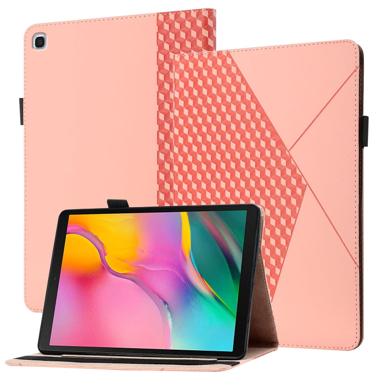 For Samsung Galaxy Tab A 10.1 2019 T510 Rhombus Skin Feel Horizontal Flip Tablet Leather Case with Card Slots & Holder