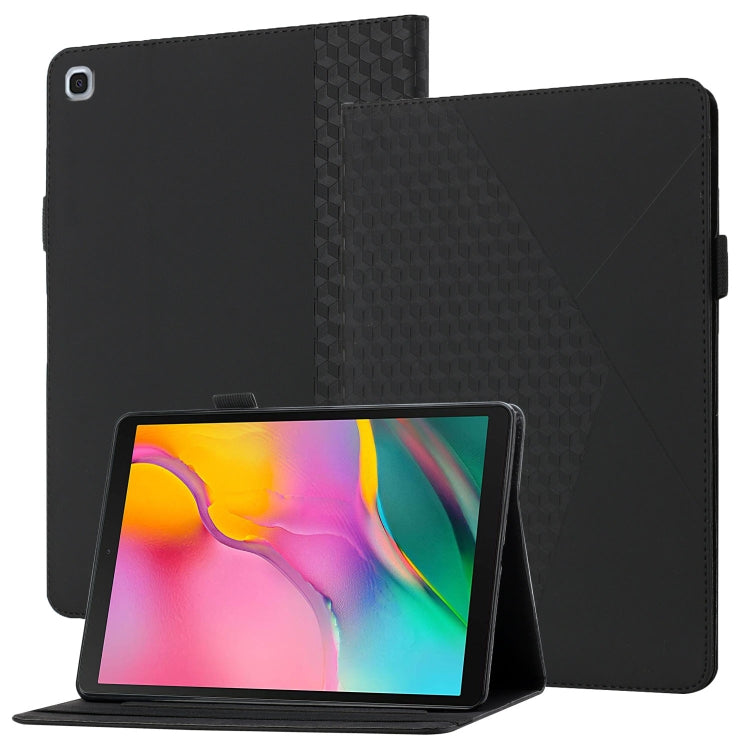 For Samsung Galaxy Tab A 10.1 2019 T510 Rhombus Skin Feel Horizontal Flip Tablet Leather Case with Card Slots & Holder