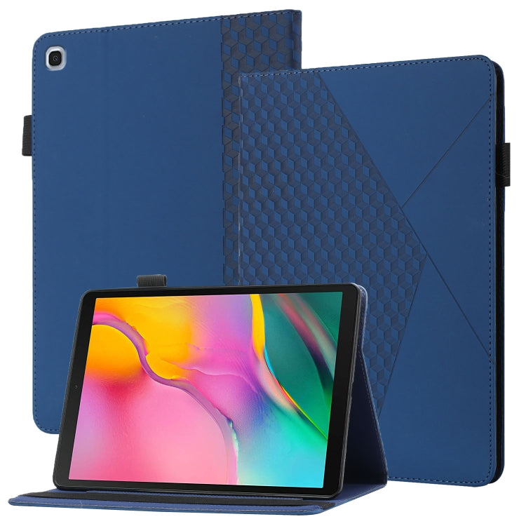 For Samsung Galaxy Tab A 10.1 2019 T510 Rhombus Skin Feel Horizontal Flip Tablet Leather Case with Card Slots & Holder