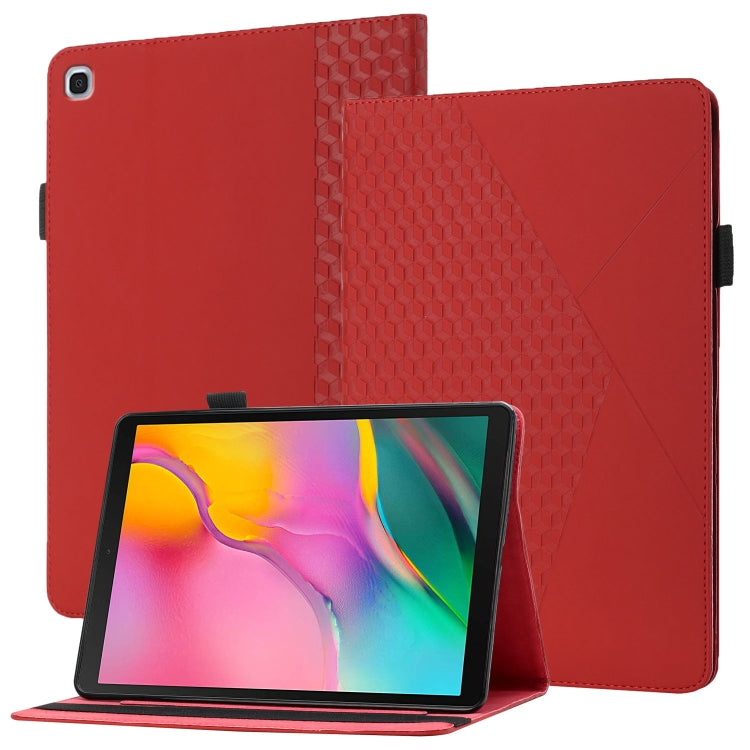 For Samsung Galaxy Tab A 10.1 2019 T510 Rhombus Skin Feel Horizontal Flip Tablet Leather Case with Card Slots & Holder