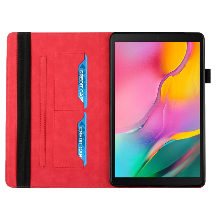 For Samsung Galaxy Tab A 10.1 2019 T510 Rhombus Skin Feel Horizontal Flip Tablet Leather Case with Card Slots & Holder