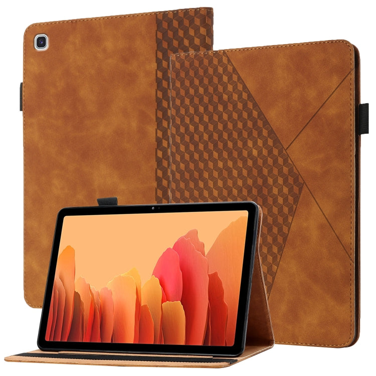 For Samsung Galaxy Tab A7 10.4 2020 T500/T505 Rhombus Skin Feel Horizontal Flip Tablet Leather Case with Card Slots & Holder