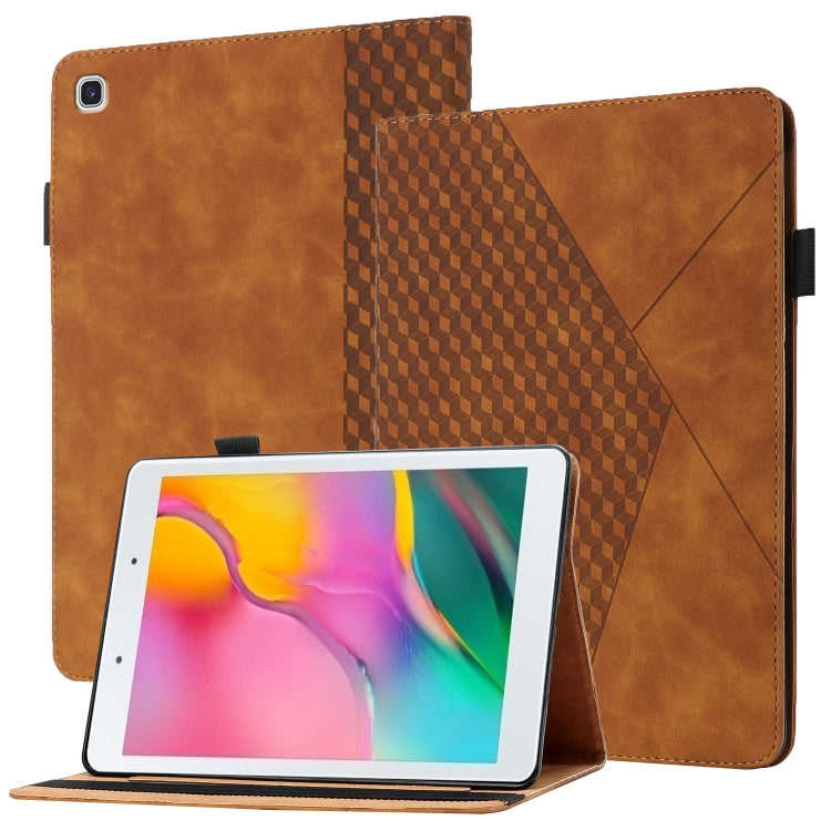 For Samsung Tab A 8.0 2019 T290/T295/T297 Rhombus Skin Feel Horizontal Flip Tablet Leather Case with Card Slots & Holder