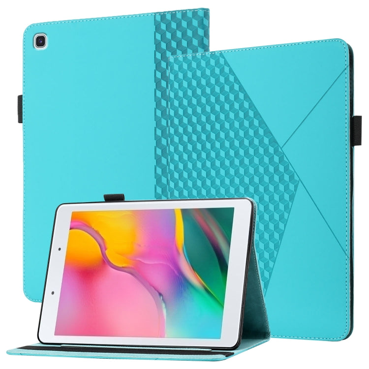 For Samsung Tab A 8.0 2019 T290/T295/T297 Rhombus Skin Feel Horizontal Flip Tablet Leather Case with Card Slots & Holder