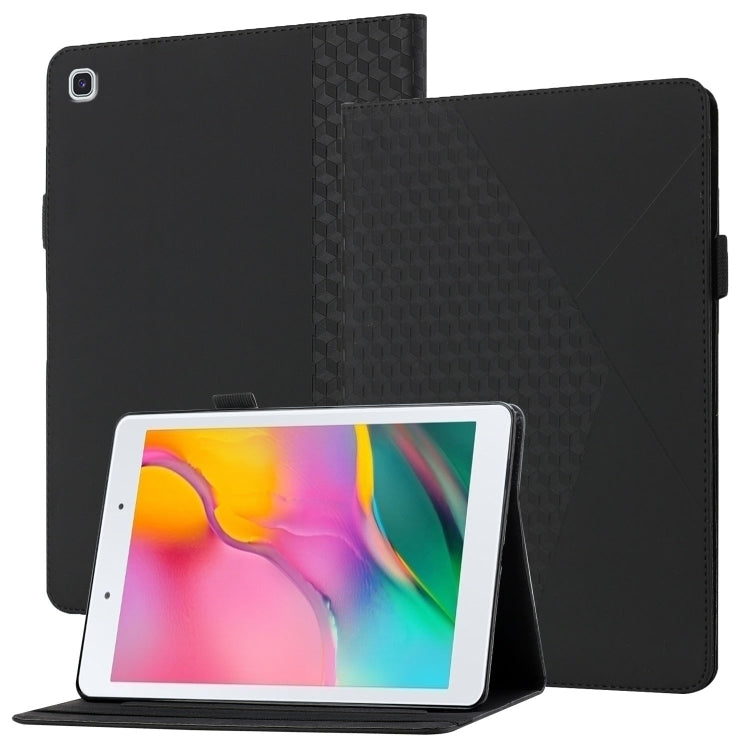 For Samsung Tab A 8.0 2019 T290/T295/T297 Rhombus Skin Feel Horizontal Flip Tablet Leather Case with Card Slots & Holder