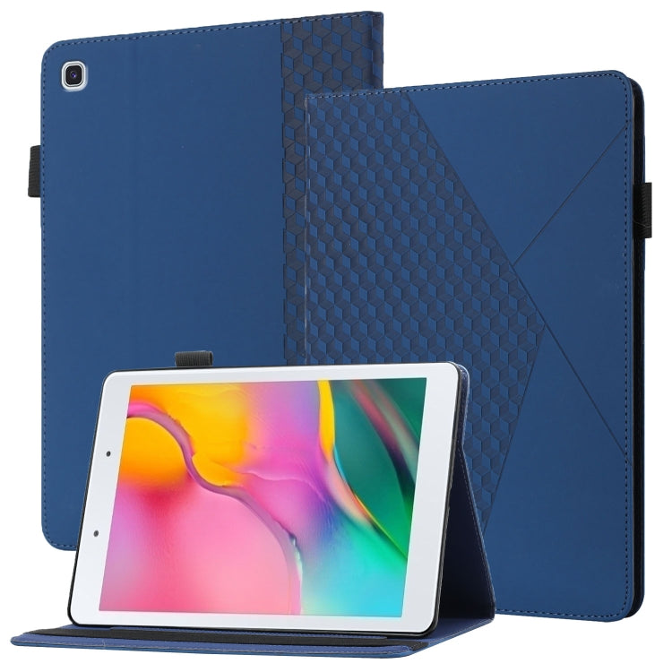 For Samsung Tab A 8.0 2019 T290/T295/T297 Rhombus Skin Feel Horizontal Flip Tablet Leather Case with Card Slots & Holder