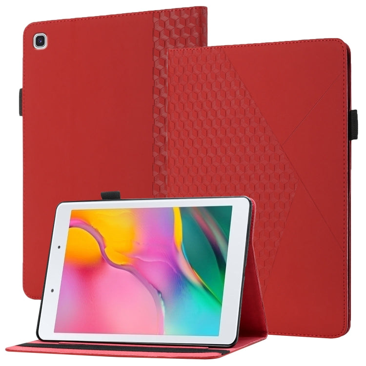 For Samsung Tab A 8.0 2019 T290/T295/T297 Rhombus Skin Feel Horizontal Flip Tablet Leather Case with Card Slots & Holder