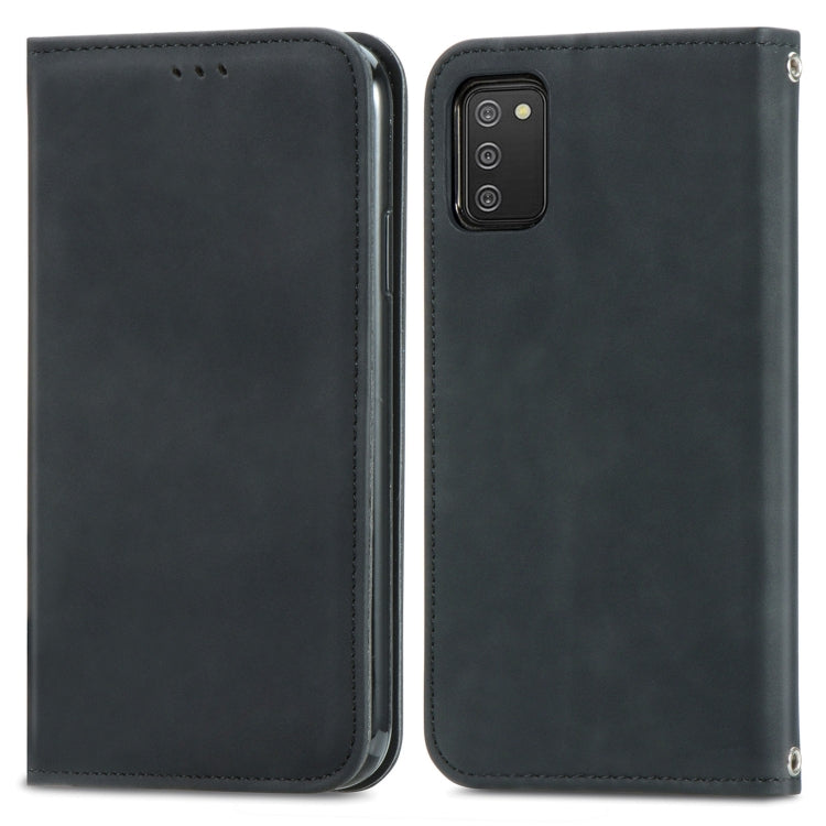 For Samsung Galaxy A03s 166mm Retro Skin Feel Magnetic Horizontal Flip Leather Case with Holder & Card Slots & Wallet & Photo Frame