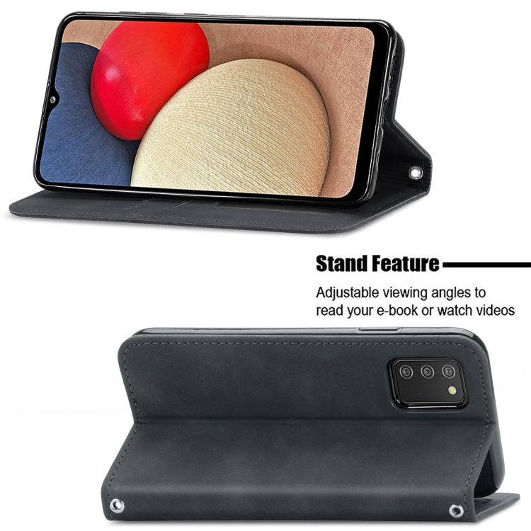 For Samsung Galaxy A03s 166mm Retro Skin Feel Magnetic Horizontal Flip Leather Case with Holder & Card Slots & Wallet & Photo Frame