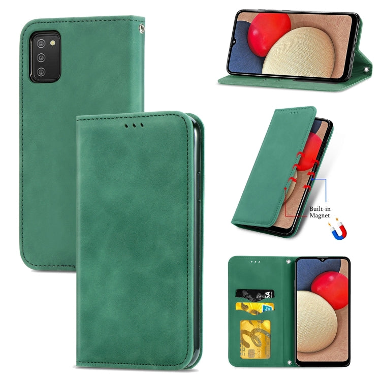 For Samsung Galaxy A03s 166mm Retro Skin Feel Magnetic Horizontal Flip Leather Case with Holder & Card Slots & Wallet & Photo Frame