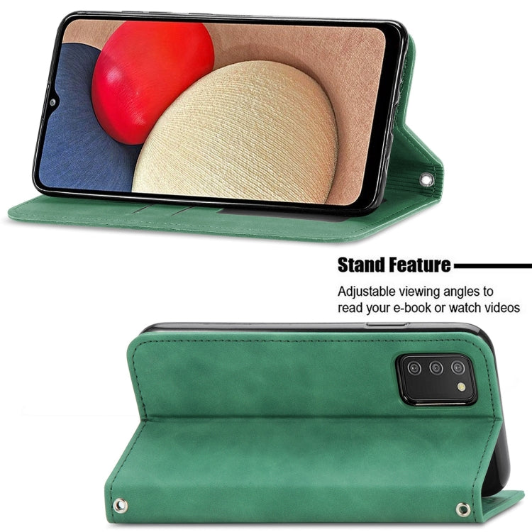 For Samsung Galaxy A03s 166mm Retro Skin Feel Magnetic Horizontal Flip Leather Case with Holder & Card Slots & Wallet & Photo Frame