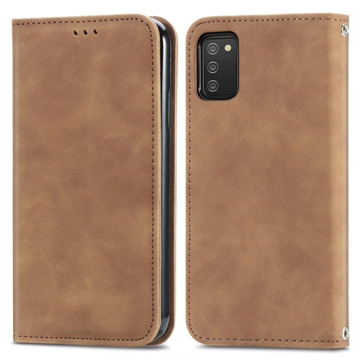 For Samsung Galaxy A03s 166mm Retro Skin Feel Magnetic Horizontal Flip Leather Case with Holder & Card Slots & Wallet & Photo Frame