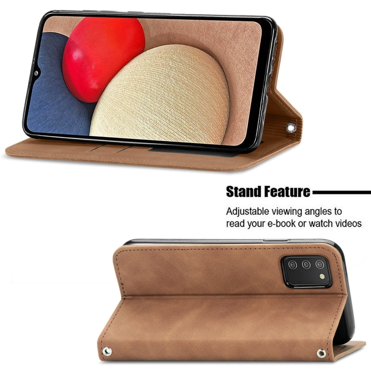 For Samsung Galaxy A03s 166mm Retro Skin Feel Magnetic Horizontal Flip Leather Case with Holder & Card Slots & Wallet & Photo Frame