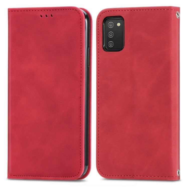For Samsung Galaxy A03s 166mm Retro Skin Feel Magnetic Horizontal Flip Leather Case with Holder & Card Slots & Wallet & Photo Frame