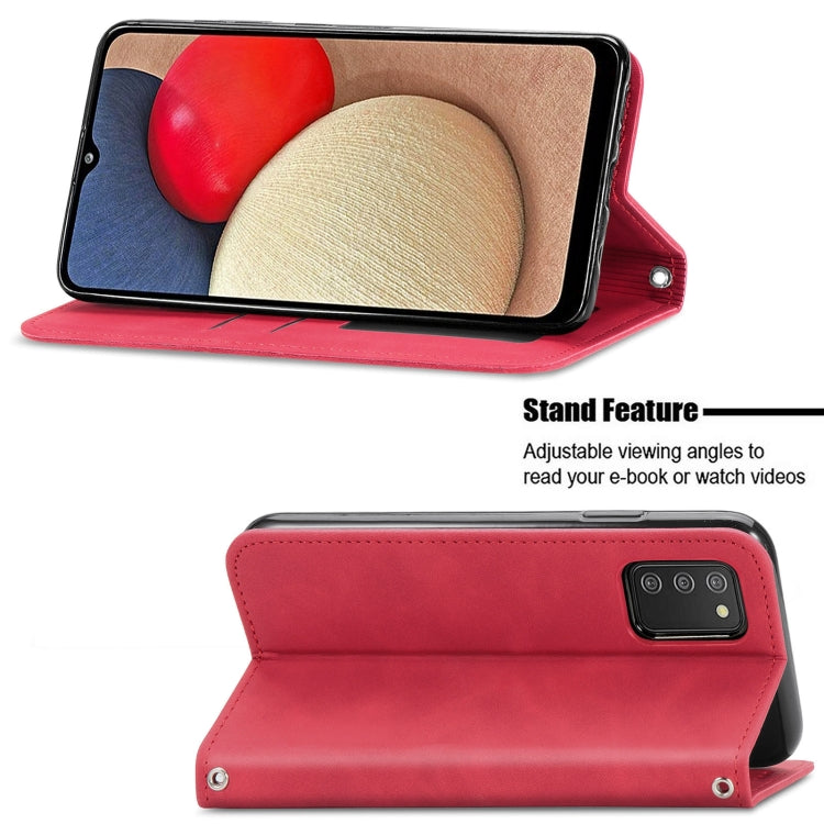 For Samsung Galaxy A03s 166mm Retro Skin Feel Magnetic Horizontal Flip Leather Case with Holder & Card Slots & Wallet & Photo Frame