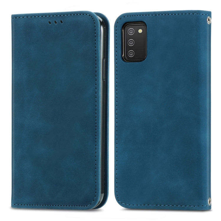For Samsung Galaxy A03s 166mm Retro Skin Feel Magnetic Horizontal Flip Leather Case with Holder & Card Slots & Wallet & Photo Frame