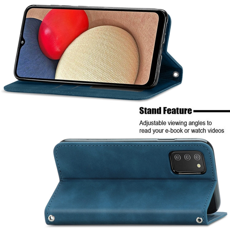 For Samsung Galaxy A03s 166mm Retro Skin Feel Magnetic Horizontal Flip Leather Case with Holder & Card Slots & Wallet & Photo Frame