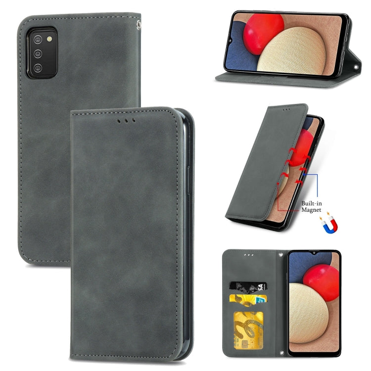 For Samsung Galaxy A03s 166mm Retro Skin Feel Magnetic Horizontal Flip Leather Case with Holder & Card Slots & Wallet & Photo Frame