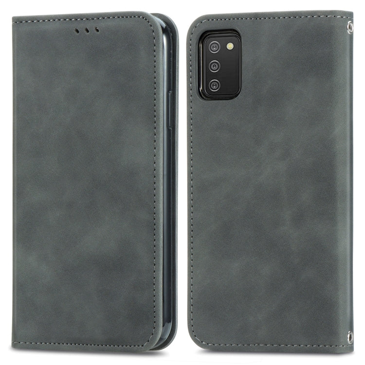 For Samsung Galaxy A03s 166mm Retro Skin Feel Magnetic Horizontal Flip Leather Case with Holder & Card Slots & Wallet & Photo Frame