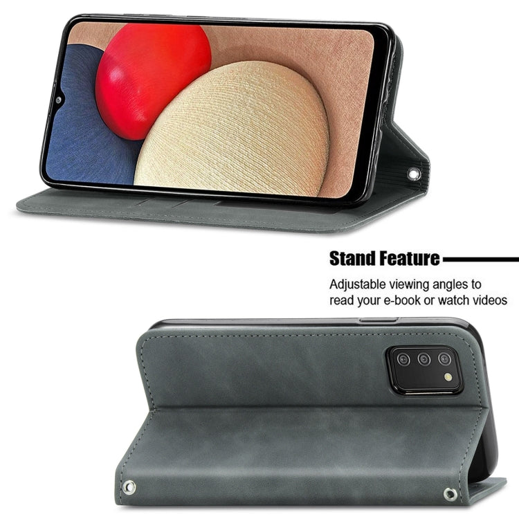 For Samsung Galaxy A03s 166mm Retro Skin Feel Magnetic Horizontal Flip Leather Case with Holder & Card Slots & Wallet & Photo Frame
