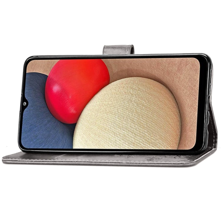 For Samsung Galaxy A03s 166mm Four-leaf Clasp Embossed Leather Case with Lanyard & Card Slot & Wallet & Holder
