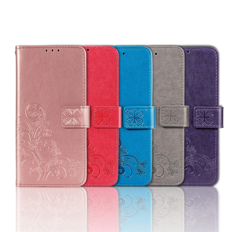 For Samsung Galaxy A03s 166mm Four-leaf Clasp Embossed Leather Case with Lanyard & Card Slot & Wallet & Holder