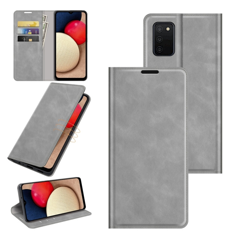 For Samsung Galaxy A03s 166mm Retro-skin Magnetic Suction Leather Case with Holder & Card Slots & Wallet