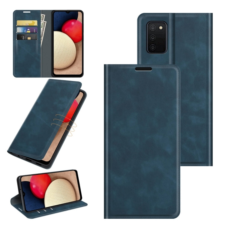 For Samsung Galaxy A03s 166mm Retro-skin Magnetic Suction Leather Case with Holder & Card Slots & Wallet