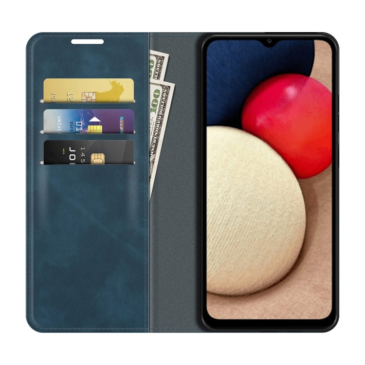 For Samsung Galaxy A03s 166mm Retro-skin Magnetic Suction Leather Case with Holder & Card Slots & Wallet