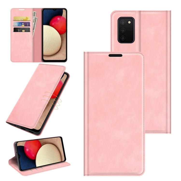 For Samsung Galaxy A03s 166mm Retro-skin Magnetic Suction Leather Case with Holder & Card Slots & Wallet