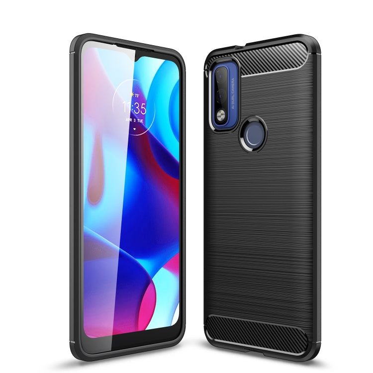 For Motorola Moto G Pure Brushed Texture Carbon Fiber TPU Case