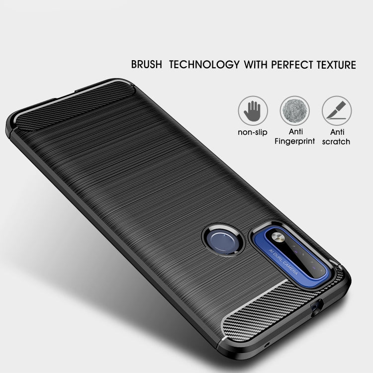 For Motorola Moto G Pure Brushed Texture Carbon Fiber TPU Case