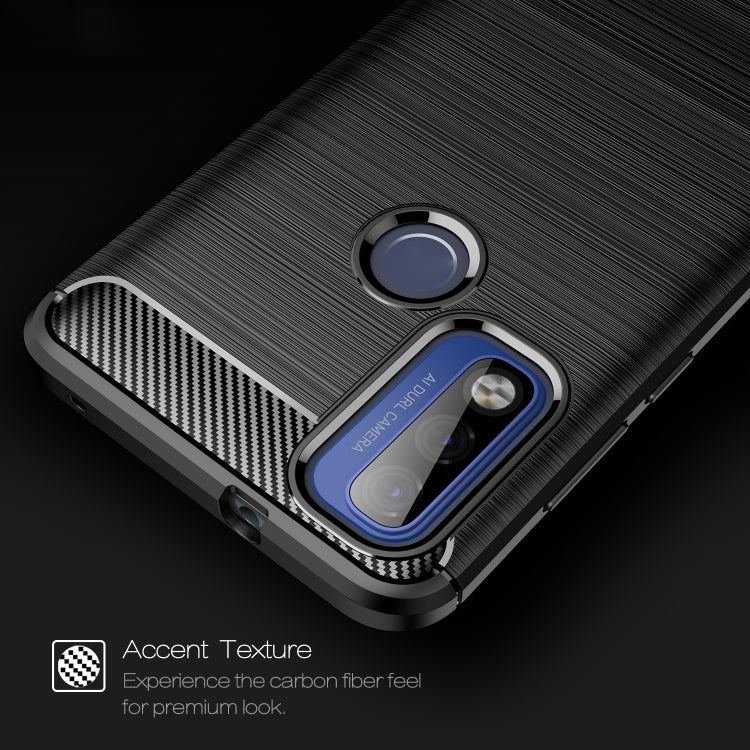 For Motorola Moto G Pure Brushed Texture Carbon Fiber TPU Case